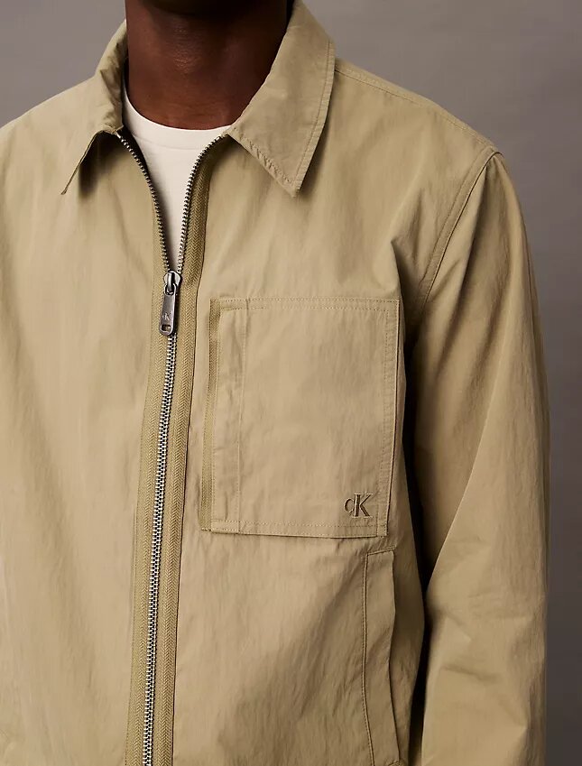 Chaqueta clásica con cremallera de mezcla de algodón Chaqueta clásica con cremallera de mezcla de algodón
