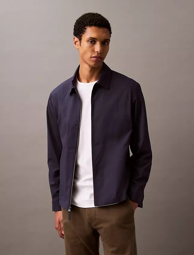 Chaqueta clásica con cremallera de mezcla de algodón Chaqueta clásica con cremallera de mezcla de algodón