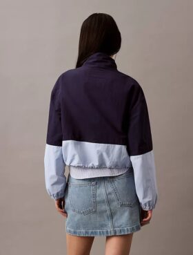 Chaqueta de nailon con cremallera y bloques de color