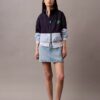 Chaqueta de nailon con cremallera y bloques de color