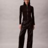 Chaqueta de nylon acanalado con cremallera