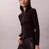 Chaqueta de nylon acanalado con cremallera