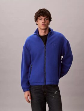 Chaqueta holgada de forro polar de mezcla de lana