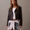 Chaqueta motera de imitación de cuero