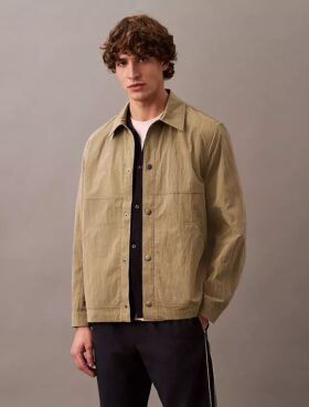 Chaqueta tipo camisa clásica de mezcla de nailon