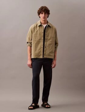 Chaqueta tipo camisa clásica de mezcla de nailon