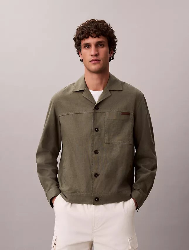 Chaqueta tipo camisa de lino y algodón Chaqueta tipo camisa de lino y algodón
