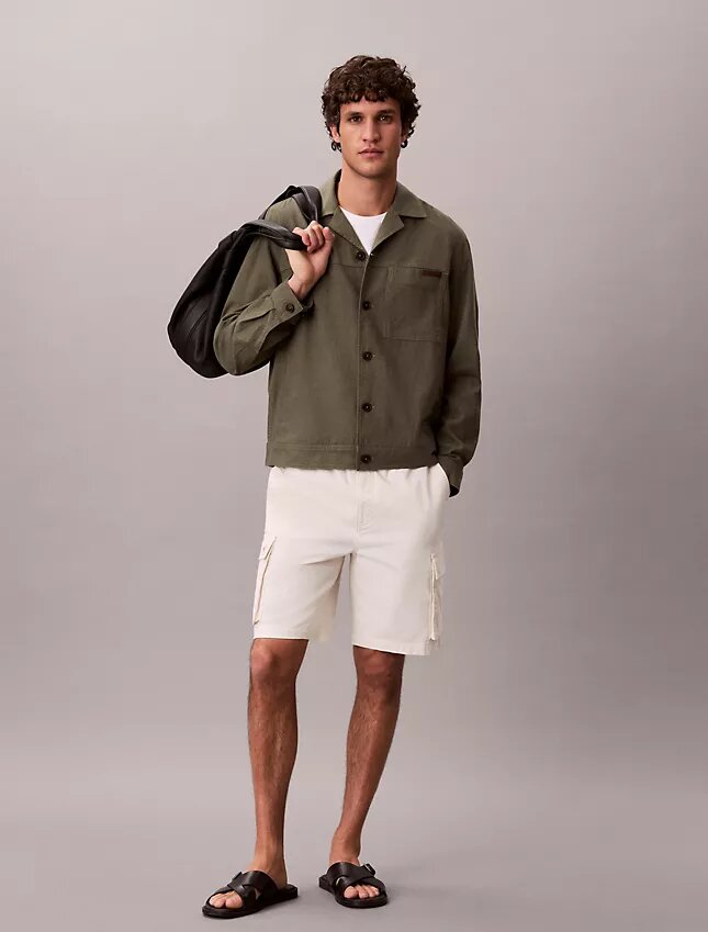 Chaqueta tipo camisa de lino y algodón Chaqueta tipo camisa de lino y algodón