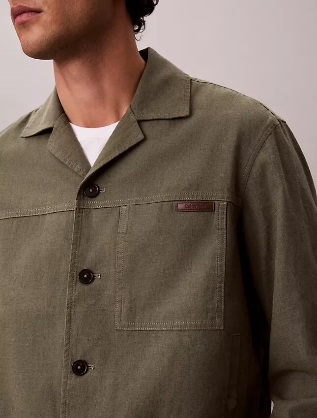 Chaqueta tipo camisa de lino y algodón Chaqueta tipo camisa de lino y algodón