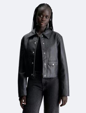 Chaqueta tipo camisa de piel sintética