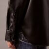 Chaqueta tipo camisa holgada de imitación de cuero Chaqueta tipo camisa holgada de imitación de cuero
