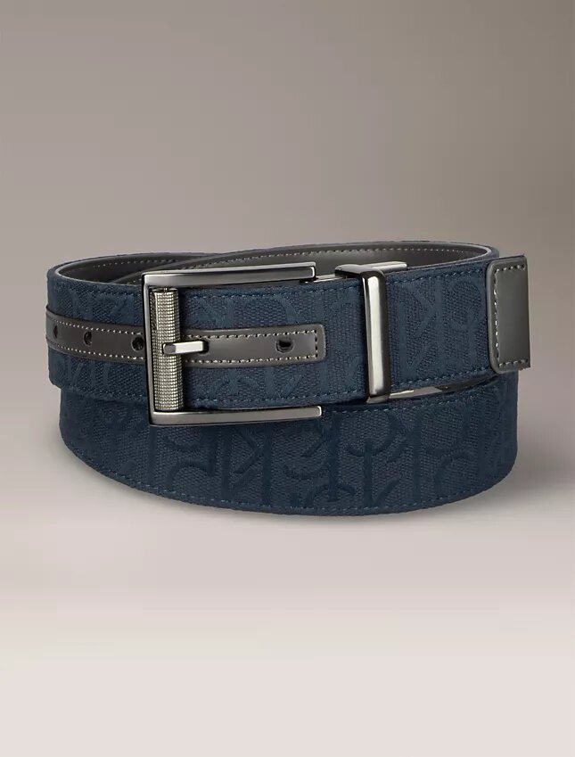 Cinturón reversible con jacquard del logotipo Cinturón reversible con jacquard del logotipo