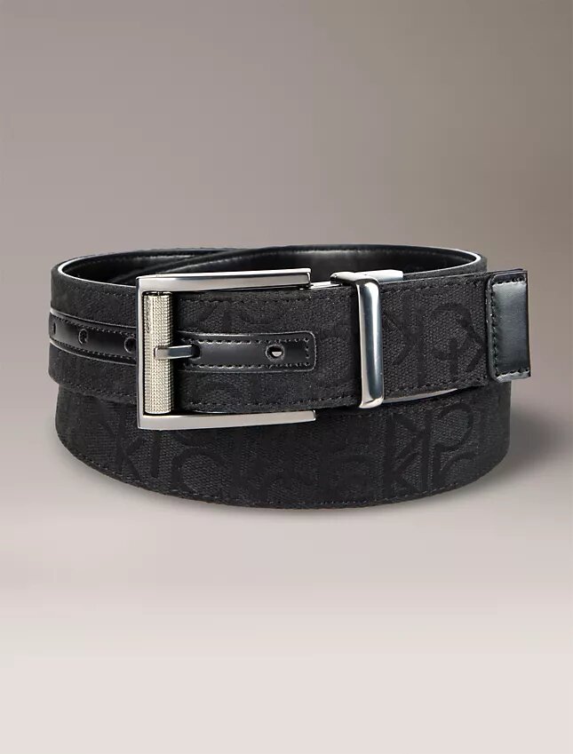 Cinturón reversible con jacquard del logotipo Cinturón reversible con jacquard del logotipo