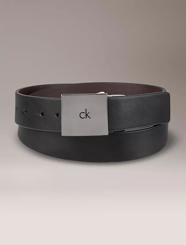 Cinturón reversible con placa con el logotipo cuadrado Cinturón reversible con placa con el logotipo cuadrado