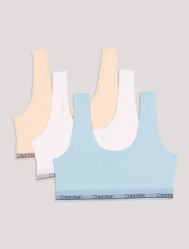Conjunto de 3 Bralettes con cuello redondo para niñas Conjunto de 3 Bralettes con cuello redondo para niñas