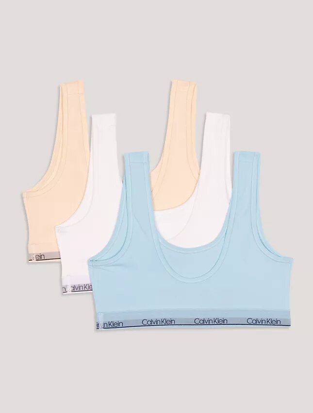 Conjunto de 3 Bralettes con cuello redondo para niñas Conjunto de 3 Bralettes con cuello redondo para niñas