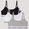 Conjunto de 3 Bralettes cortos Cotton Stretch Unlined para niñas Conjunto de 3 Bralettes cortos Cotton Stretch Unlined para niñas