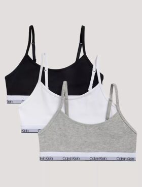 Conjunto de 3 Bralettes cortos Cotton Stretch Unlined para niñas Conjunto de 3 Bralettes cortos Cotton Stretch Unlined para niñas