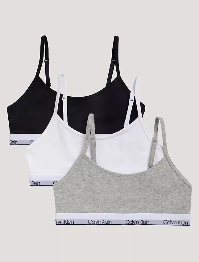 Conjunto de 3 Bralettes cortos Cotton Stretch Unlined para niñas Conjunto de 3 Bralettes cortos Cotton Stretch Unlined para niñas