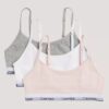 Conjunto de 3 Bralettes cortos Cotton Stretch Unlined para niñas Conjunto de 3 Bralettes cortos Cotton Stretch Unlined para niñas