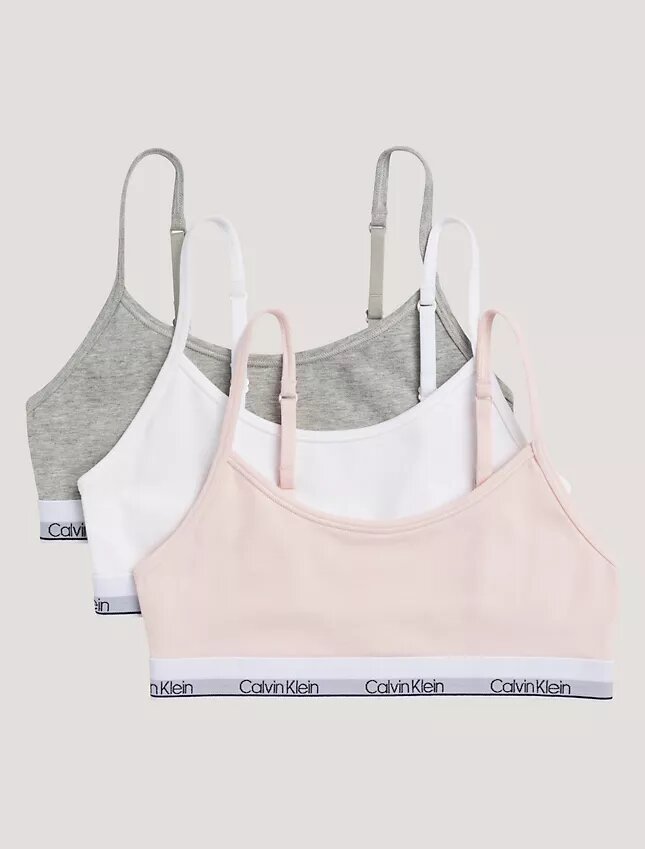 Conjunto de 3 Bralettes cortos Cotton Stretch Unlined para niñas Conjunto de 3 Bralettes cortos Cotton Stretch Unlined para niñas