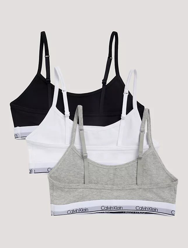 Conjunto de 3 Bralettes cortos Cotton Stretch Unlined para niñas Conjunto de 3 Bralettes cortos Cotton Stretch Unlined para niñas
