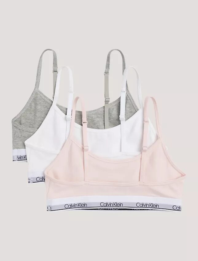 Conjunto de 3 Bralettes cortos Cotton Stretch Unlined para niñas Conjunto de 3 Bralettes cortos Cotton Stretch Unlined para niñas