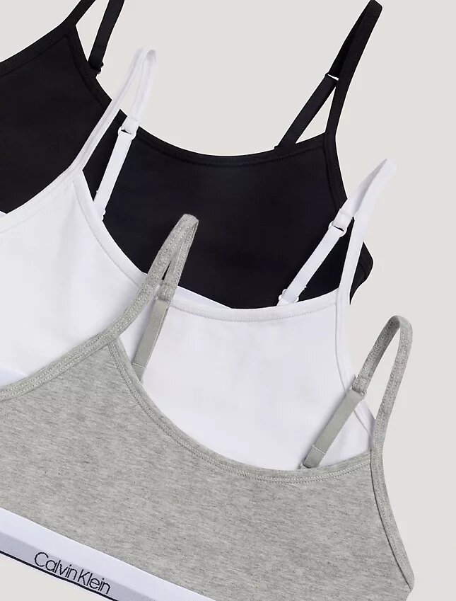 Conjunto de 3 Bralettes cortos Cotton Stretch Unlined para niñas Conjunto de 3 Bralettes cortos Cotton Stretch Unlined para niñas