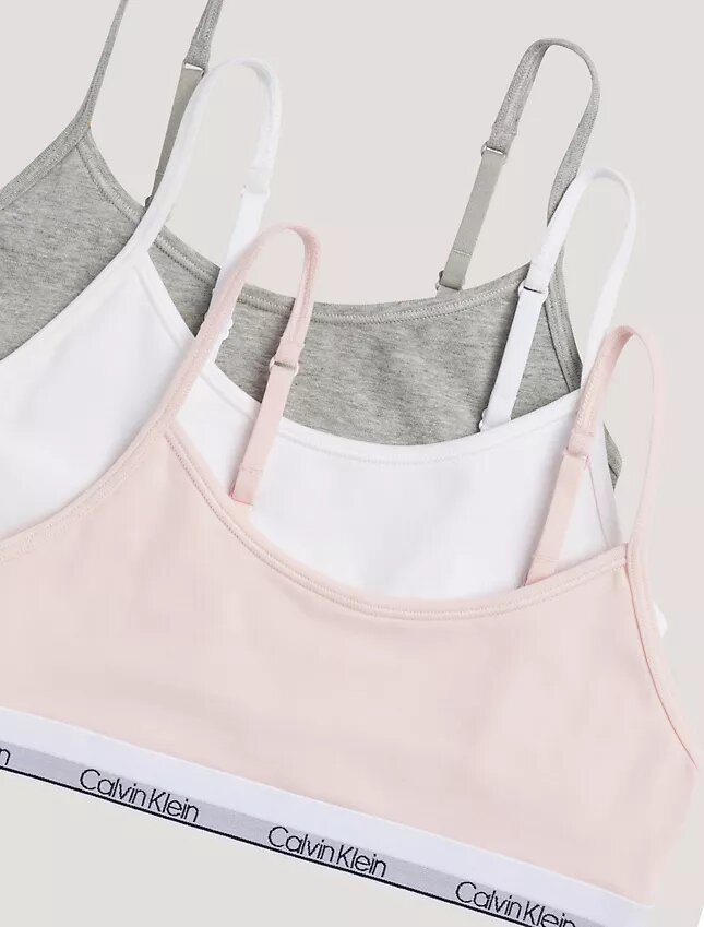 Conjunto de 3 Bralettes cortos Cotton Stretch Unlined para niñas Conjunto de 3 Bralettes cortos Cotton Stretch Unlined para niñas