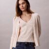 Conjunto de cárdigan y camiseta sin mangas de algodón acanalado Conjunto de cárdigan y camiseta sin mangas de algodón acanalado