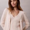 Conjunto de cárdigan y camiseta sin mangas de algodón acanalado Conjunto de cárdigan y camiseta sin mangas de algodón acanalado