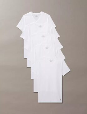 Cotton Classics, pack de 5 camisetas de corte clásico con cuello en V Cotton Classics, pack de 5 camisetas de corte clásico con cuello en V