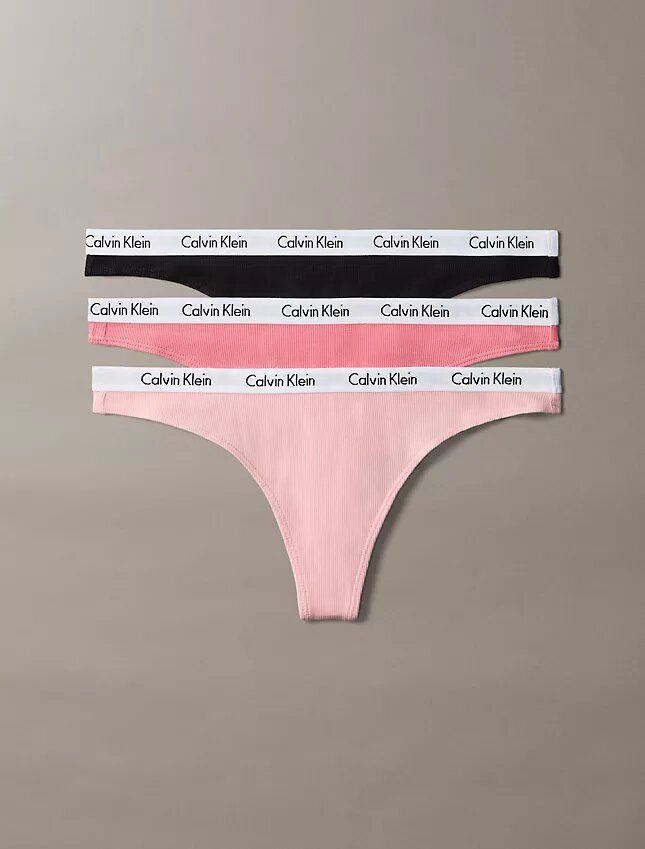 Cotton Stretch elástica de algodón acanalado Carousel, paquete de 3 Thong Cotton Stretch elástica de algodón acanalado Carousel, paquete de 3 Thong