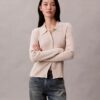 Cárdigan de punto elástico de mezcla de lana merino y lurex