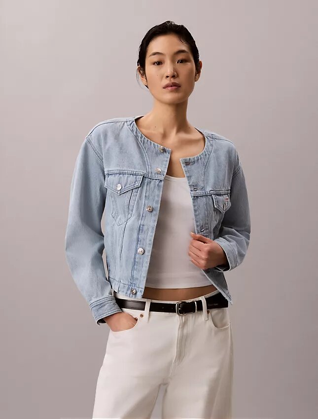 Cropped Trucker Jacket without collar Cropped Trucker Jacket without collar