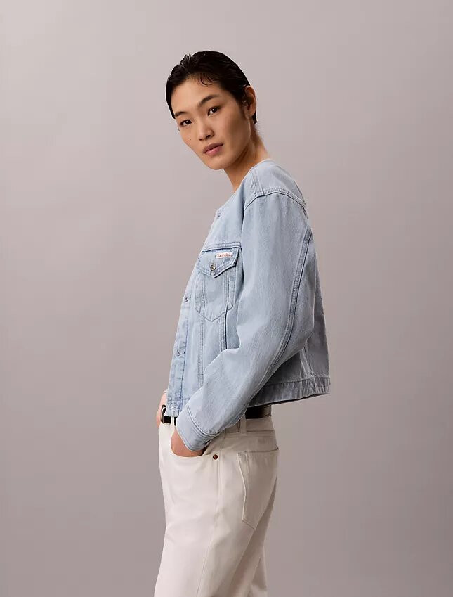 Cropped Trucker Jacket without collar Cropped Trucker Jacket without collar