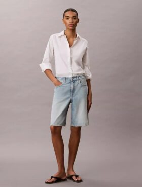 Denim Bermudas con logotipo