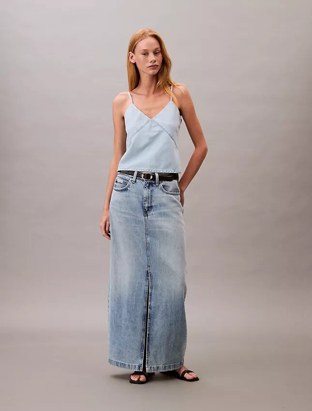 Falda larga Denim Falda larga Denim