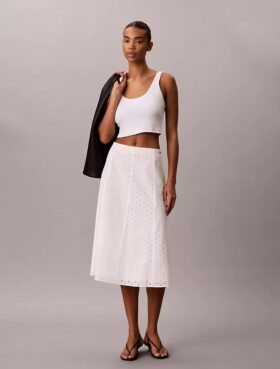 Falda midi con bordados