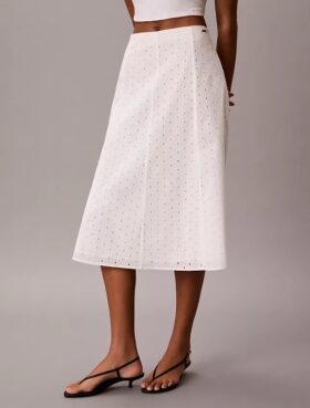 Falda midi con bordados