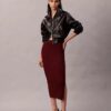 Falda midi de algodón acanalado liso Falda midi de algodón acanalado liso