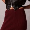 Falda midi de algodón acanalado liso Falda midi de algodón acanalado liso