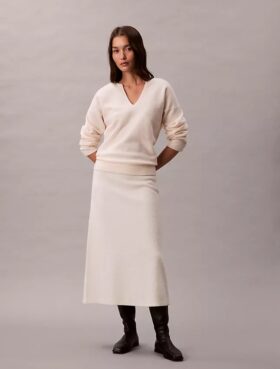 Falda midi de lana merina