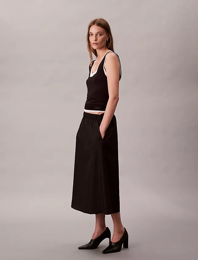 Falda midi de nailon sin cremallera Falda midi de nailon sin cremallera