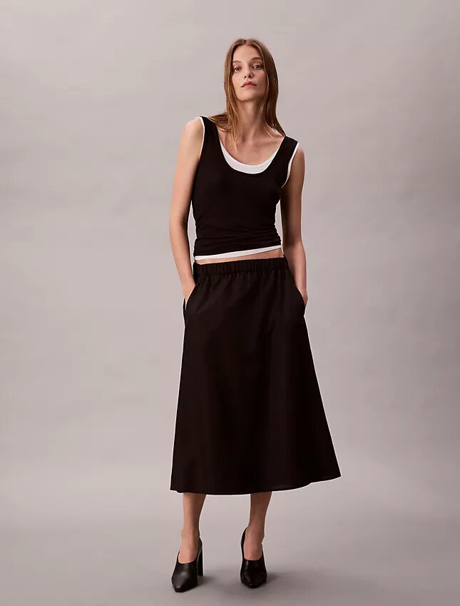Falda midi de nailon sin cremallera Falda midi de nailon sin cremallera