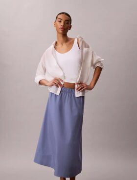 Falda midi de popelín de algodón