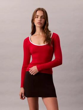 Jersey clásico de cuello redondo en mezcla de algodón
