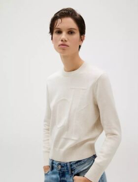 Jersey de algodón liso con Monogram
