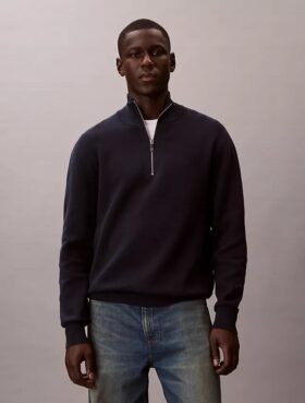 Jersey de algodón suave con cremallera de un cuarto