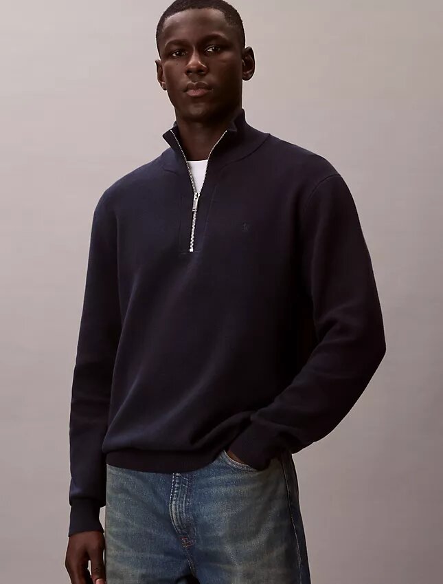 Jersey de algodón suave con cremallera de un cuarto Jersey de algodón suave con cremallera de un cuarto